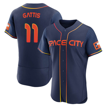 Authentic Evan Gattis Men's Houston Astros Navy 2022 City Connect Jersey