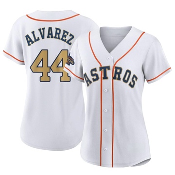 Authentic Yordan Alvarez Women's Houston Astros Gold White 2023 Collection Jersey