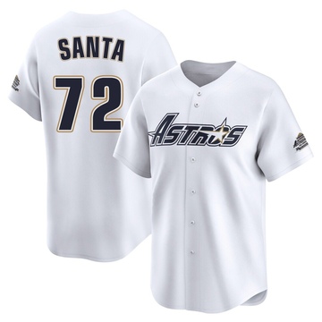 Limited Alimber Santa Men's Houston Astros White Throwback Cooperstown Collection Jersey