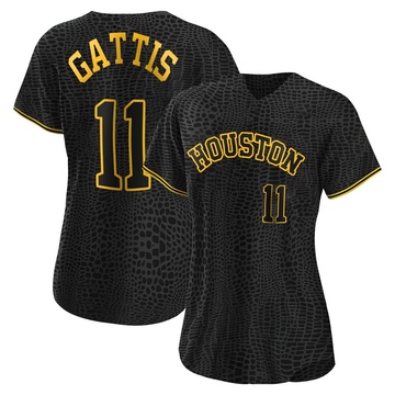 Replica Evan Gattis Women's Houston Astros Black Snake Skin City Jersey