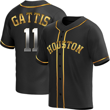 Replica Evan Gattis Youth Houston Astros Black Golden Alternate Jersey