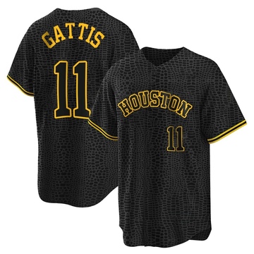 Replica Evan Gattis Youth Houston Astros Black Snake Skin City Jersey