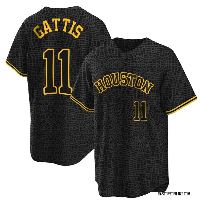 Replica Evan Gattis Youth Houston Astros Black Snake Skin City Jersey