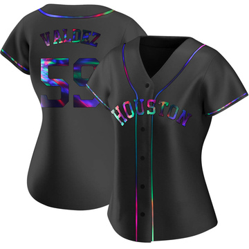 Replica Framber Valdez Women's Houston Astros Black Holographic Alternate Jersey