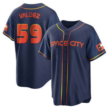 Replica Framber Valdez Youth Houston Astros Navy 2022 City Connect Jersey