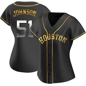Replica Randy Johnson Women's Houston Astros Black Golden Alternate Jersey